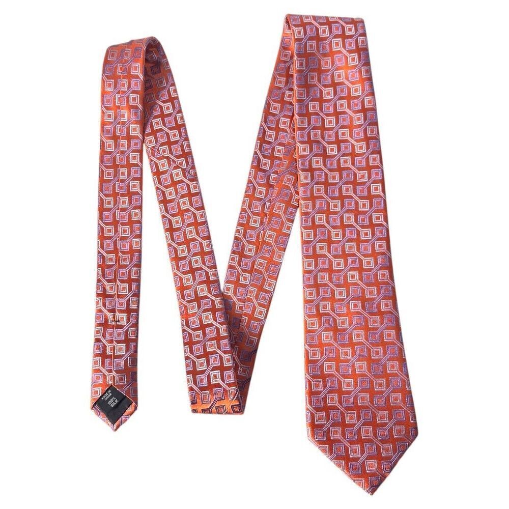 Michael Kors Silk Geometric Pattern Neck Tie Red Blue Men's‎ nwt